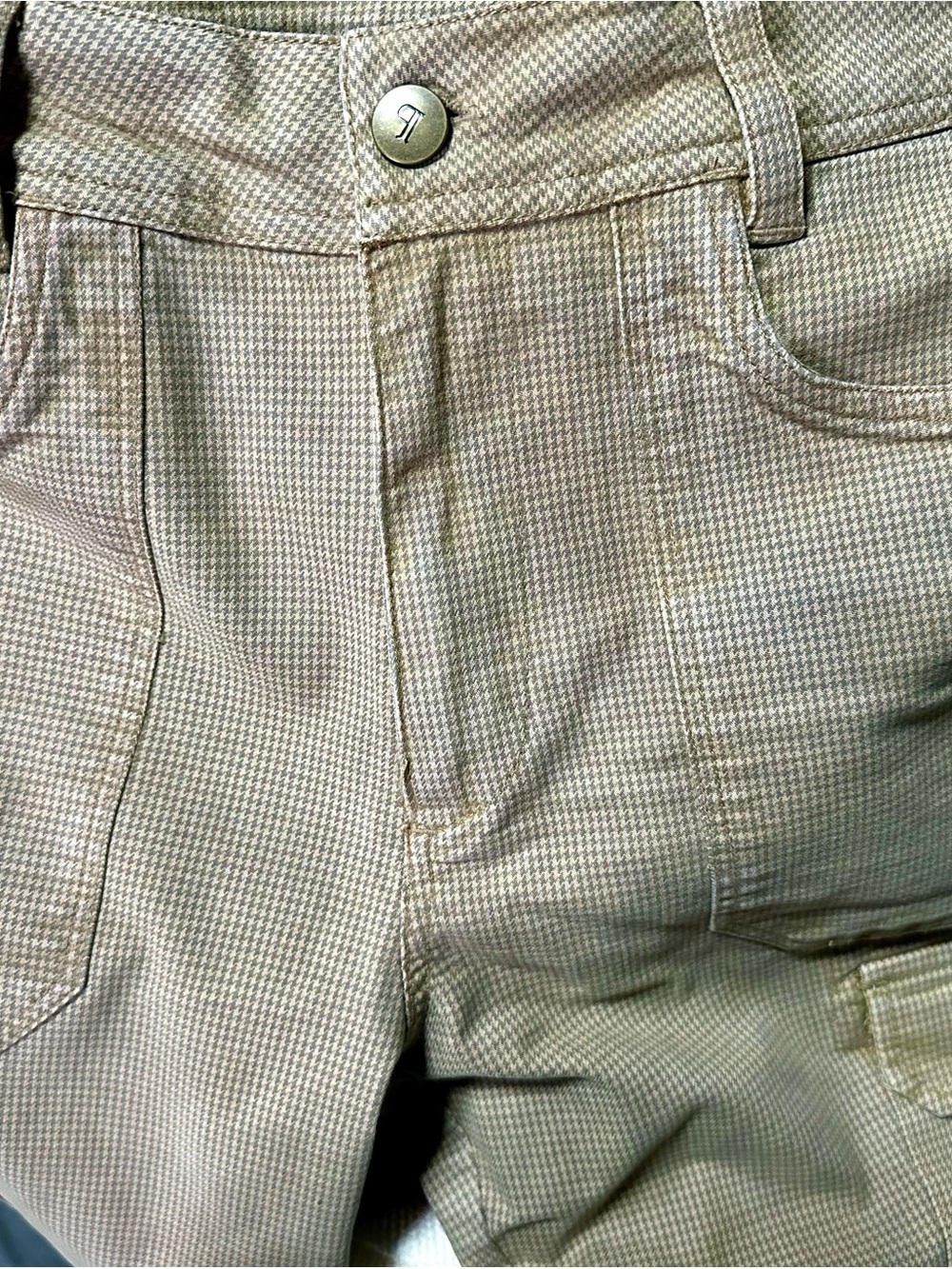 Pilcro Anthropologie Summit Brown and Cream Houndstooth Cargo Pants - Picture 7 of 14